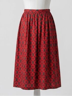 Vintage CP Sport Red Paisley A-Line Midi Skirt Made in USA Size 12